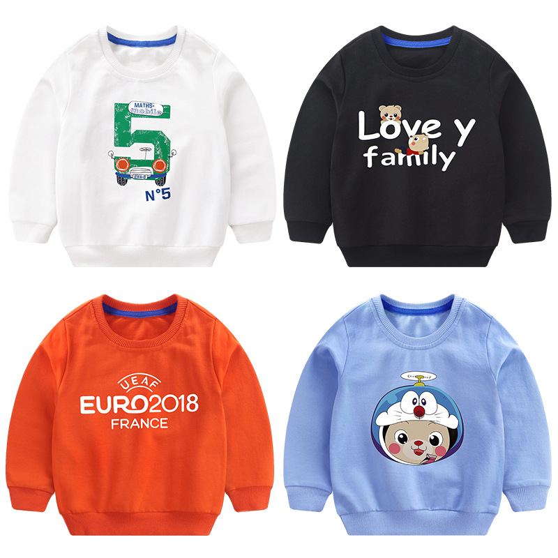 秋季新款儿童卫衣圆领套头上衣学生韩版潮流长袖T恤一件代发