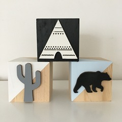 Ins Nordic Swan Heart Wooden Block Toy Shelf Accent Prop Creative Decoration Single