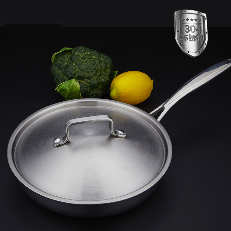 304 Stainless steel pot thickening Flat bottom Non-stick frying pan Coating Wok Electromagnetic furnace Gas currency Cookware