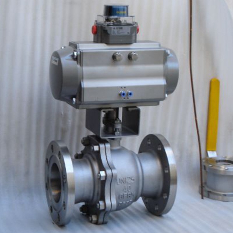 Q641F-16P单作用防爆气动O型法兰开关球阀DN65不锈钢气动球阀DN50