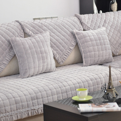 简约加厚法兰绒沙发垫坐垫冬季毛绒防滑沙发沙发套特价法莱绒家用|ms