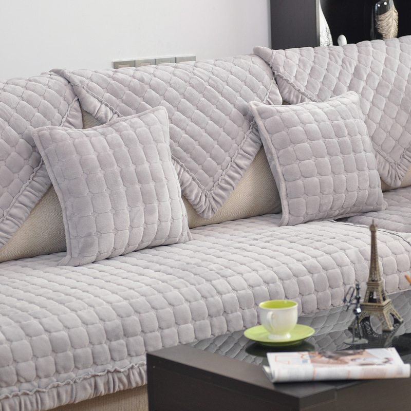 简约加厚法兰绒沙发垫坐垫冬季毛绒防滑沙发沙发套特价法莱绒家用|ms