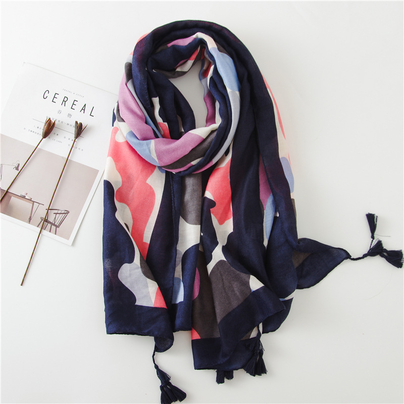 Sun Shawl Women Summer National Style Cotton And Linen Silk Scarf Printing Tassel Tulle Travel Beach Towel Sunshade Scarf display picture 33