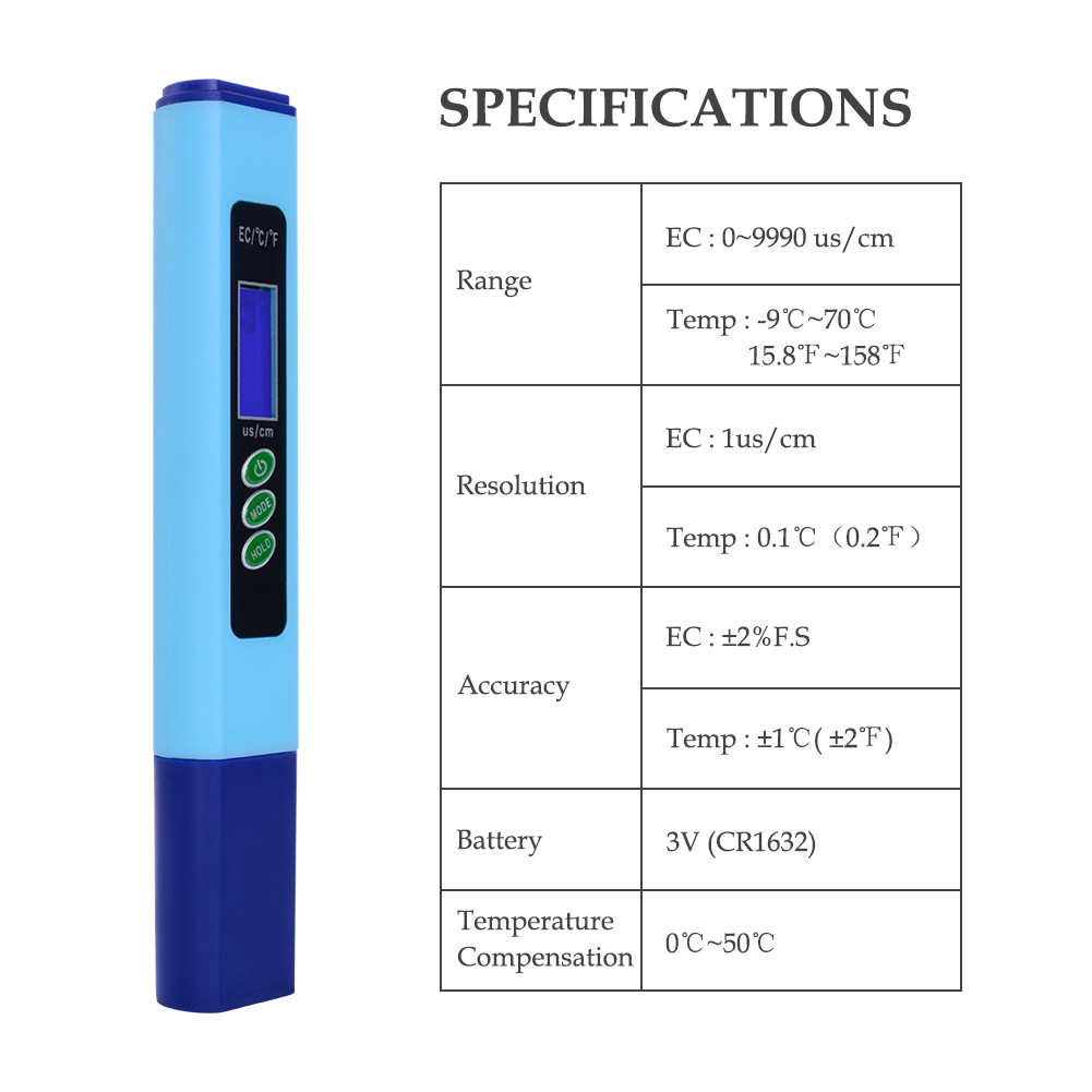 便携式水质分析仪高精度EC/TEMP-913二合一功能度水质测试笔