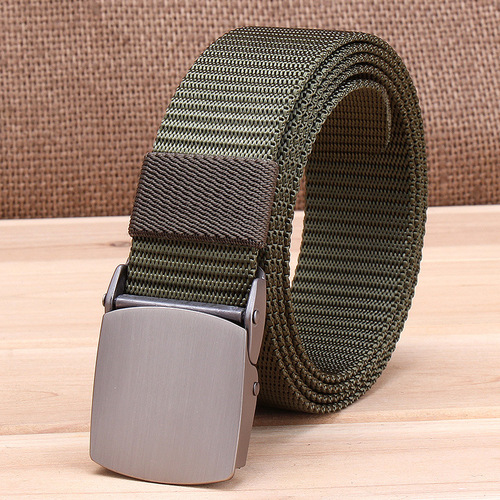 TUSHI sports outdoor canvas belt belt for men with automatic buckle for young students nylon smooth buckle casual pants belt