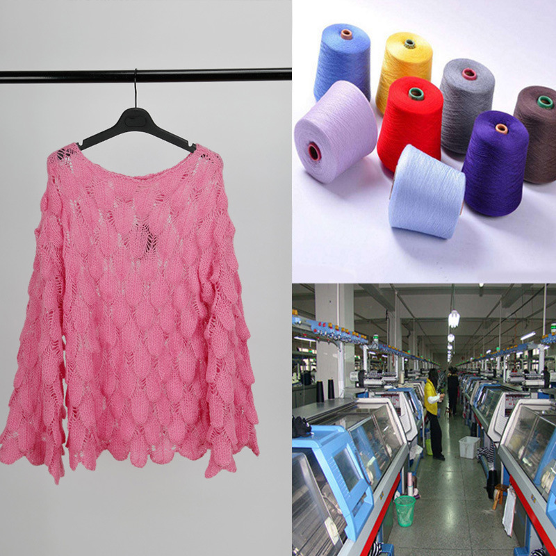 【淘工厂】春季女装毛衣镂空喇叭袖针织衫加工定制来图来样定做