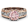 Golden ring, jewelry, wish, 14 carat, pink gold, with gem, champagne color