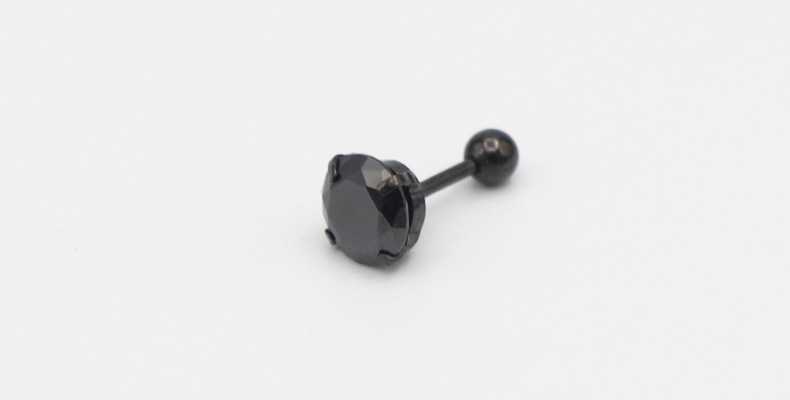 欧美耳饰圆形锆石耳钉钛钢圆形耳钉不锈钢耳环批发现货厂价直销详情42
