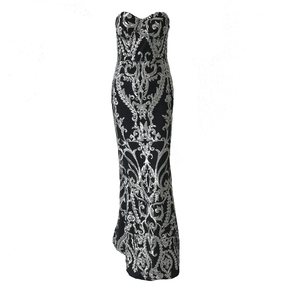 Vestido de noche largo hasta el suelo con lentejuelas vintage, estilo europeo y americano 2023, para mujer, vestido de sirena con cola lujosa.