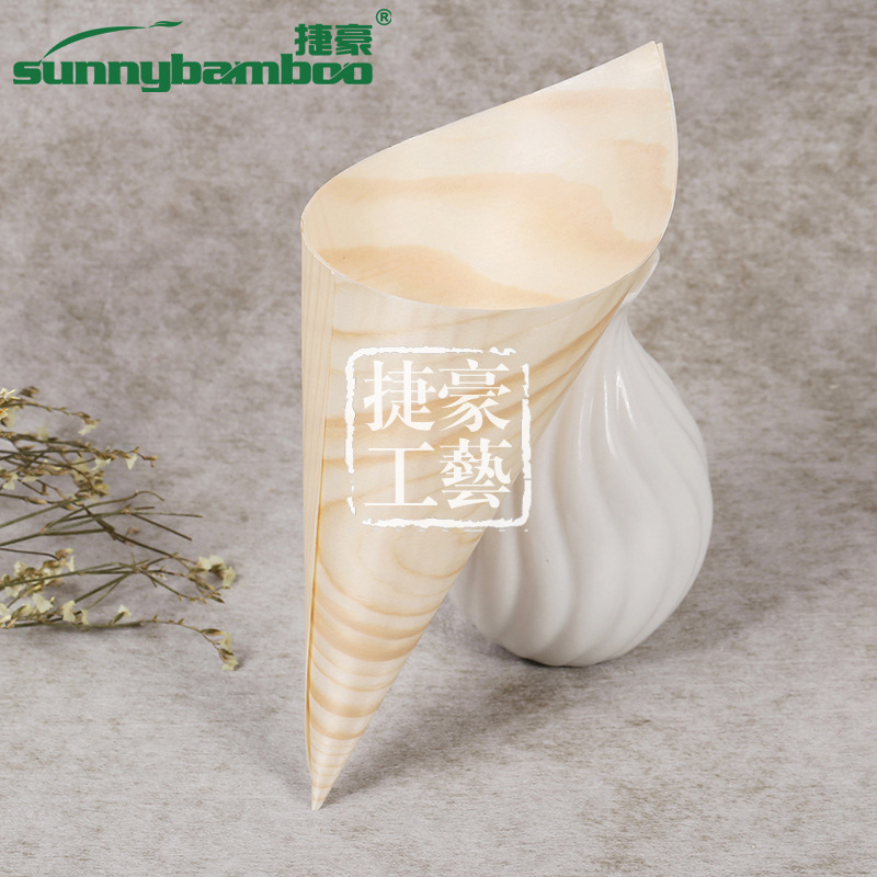 日韩创意木甜筒咖啡店一次性零食包装 木皮蛋卷容器冰激凌包装详情图10