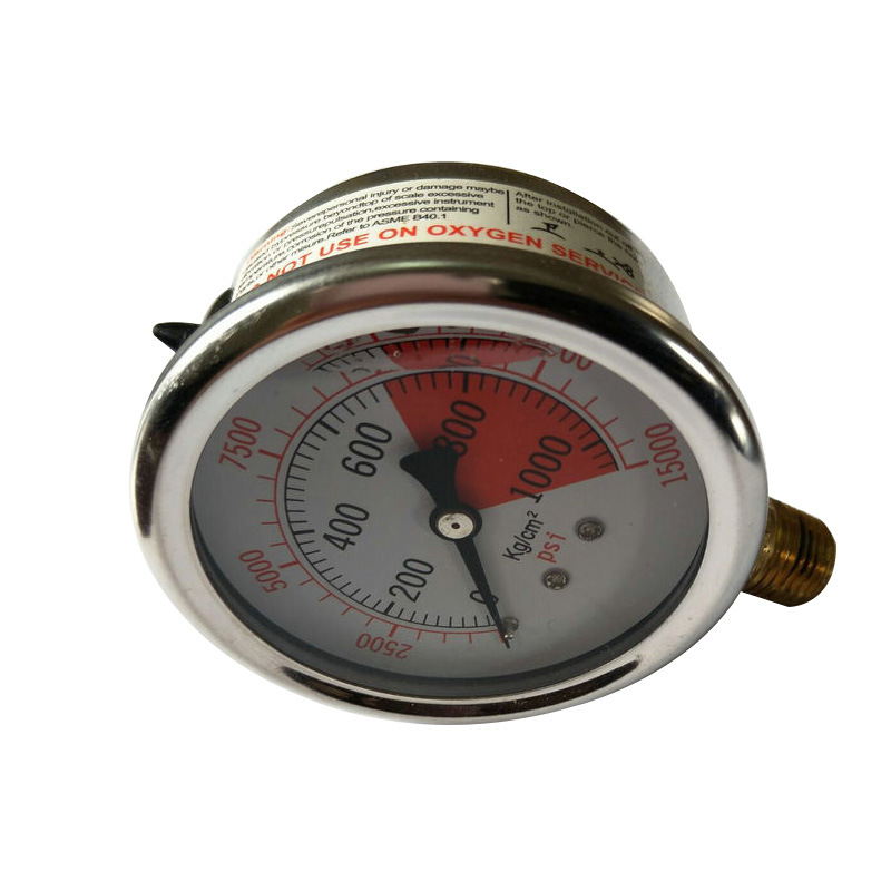 生产不锈钢注浆机压力表 半钢式充油压力表 YTN63经向耐震压力表