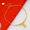 Fashionable brass ankle bracelet, double-layer small bell, one bead bracelet, 24 carat white gold, suitable for import