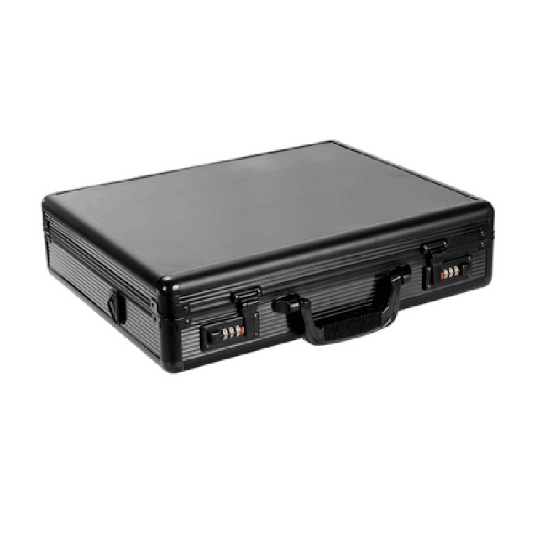 Manufactor Produce customized aluminium alloy hold-all Black stripes Password lock Official document instrument gift packing Storage box