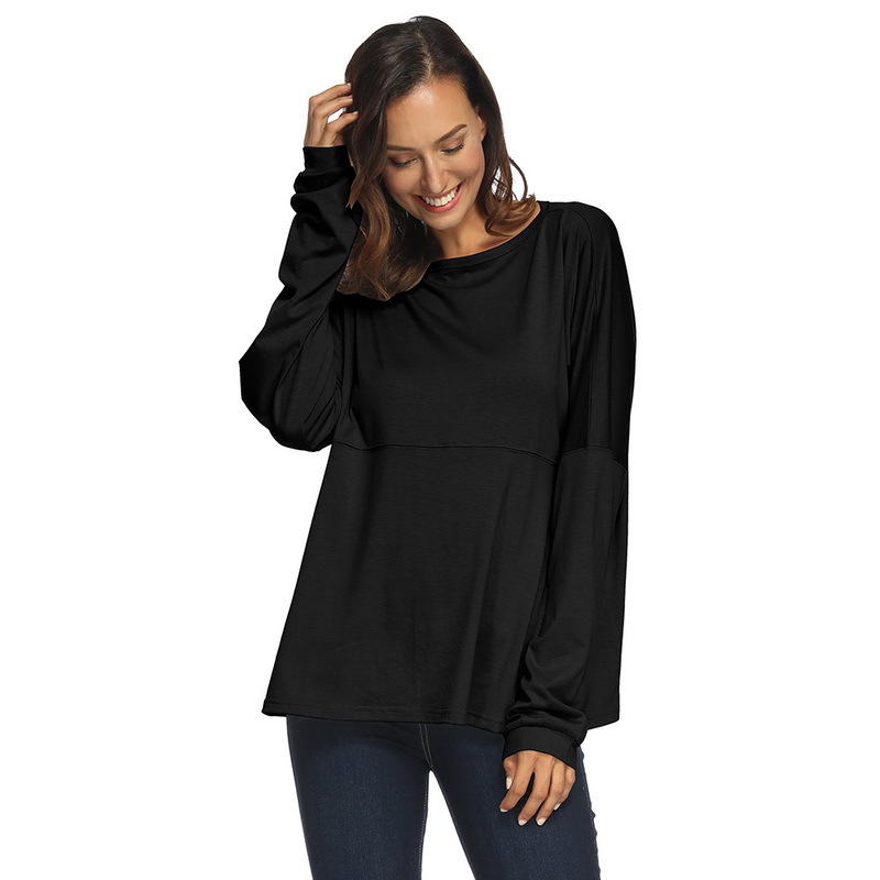 Off Shoulder Irregular Hem T Shirt Loose Fit Puffed Sleeves Minimalist Design Casual Wear for All Seasons Wholesale