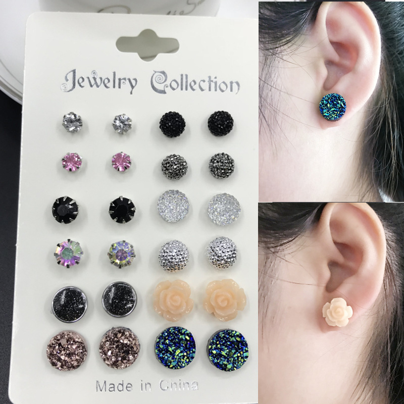 Cross-border colorful diamond stud earri...