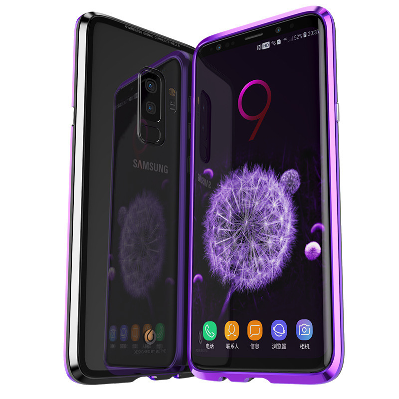 GINMIC Magneto Sword Magnetic Absorption Aluminum Metal Bumper Tempered Glass Back Cover Case for Samsung Galaxy S9 Plus & Samsung Galaxy S9