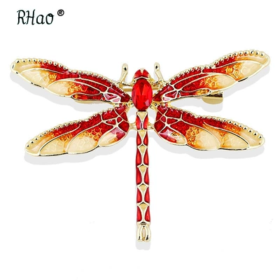 European and American Explosions Retro Oil Dropping Enamel Exquisite Color Dragonfly Brooch High-end Animal Insect Pin Corsage (Yaxa sancaqları) - red