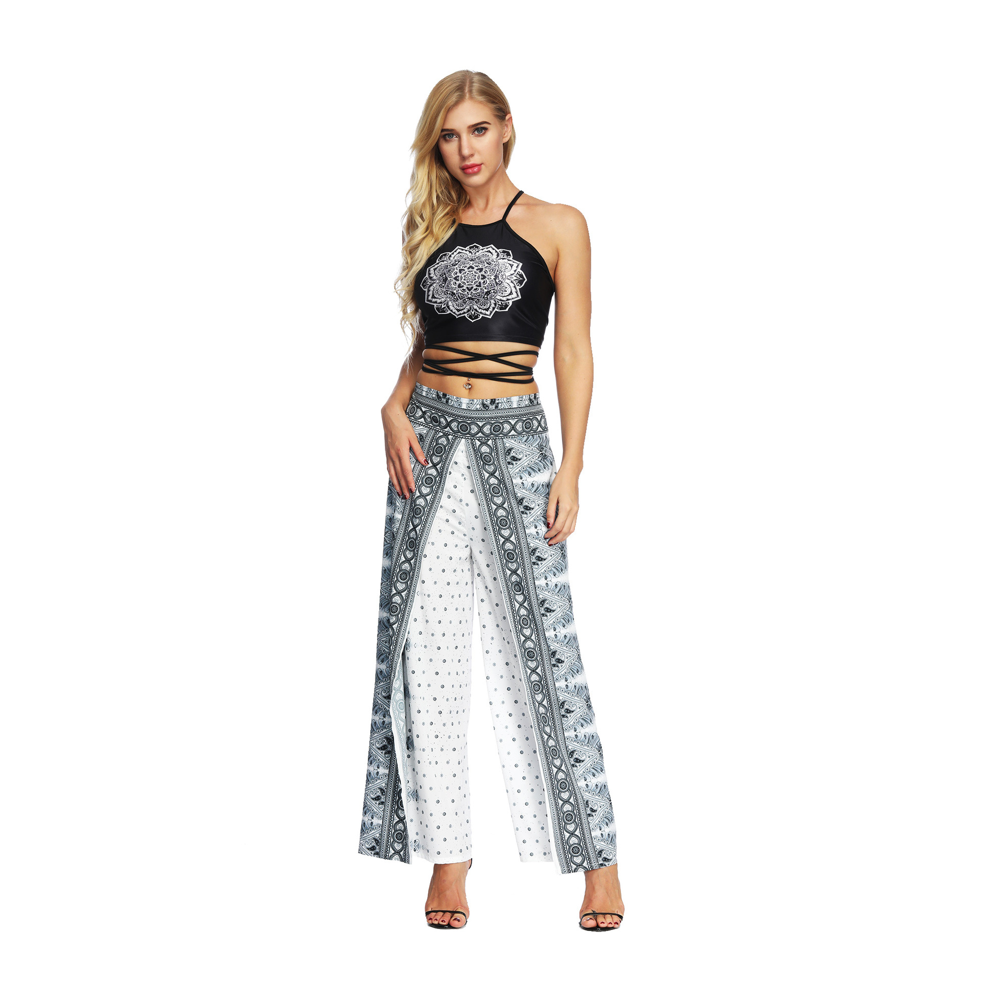 digital printing high-waist wide-leg pants wholesale women s clothing Nihaostyles NSMDF67677