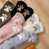 Демисезонные коралловые бархатные носки подходит для мужчин и женщин, утепленные мультяшные гольфы для беременных, средней длины