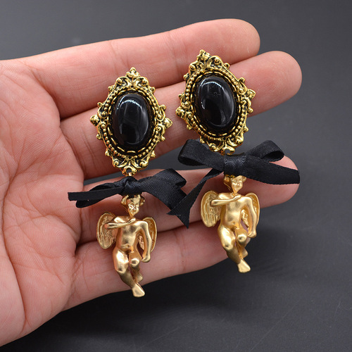Cupid's Arrow Baroque Three-dimensional Little Angel Earrings Handmade Jewelry Accessories Earrings Retro
