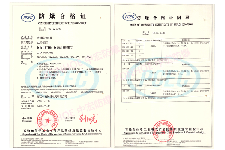 防爆合格证-配电装置