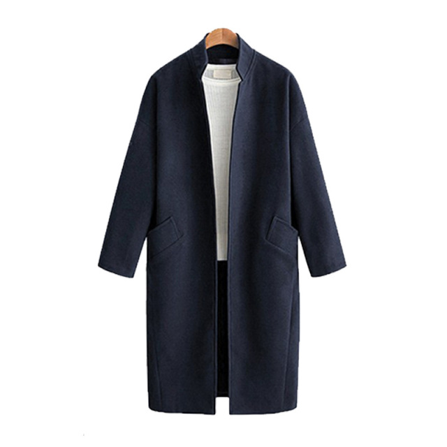 Mock Neck medium length Plush loose coat