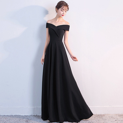 Evening dresses Robes de soirée Sexy one shoulder black party evening dress floor length dress maiduniform party Bridesmaid Dress