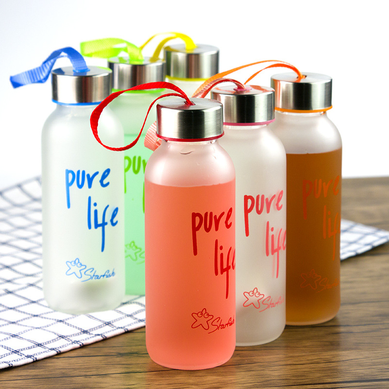 Starfish随手杯 玻璃杯磨砂 便携式带杯套杯盖个性玻璃杯创意杯子