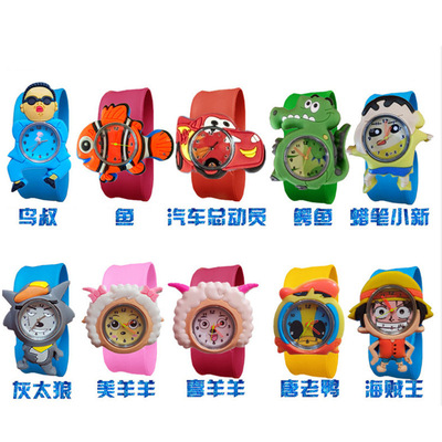 草莓卡通拍拍昆蟲學生熊貓玩具表啪啪圈學生電子兒童果凍手表