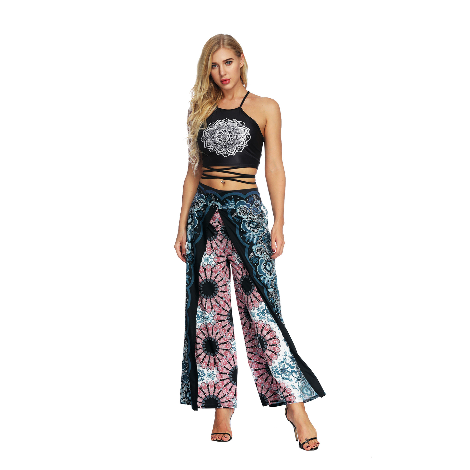 digital printing high-waist wide-leg pants wholesale women s clothing Nihaostyles NSMDF67677