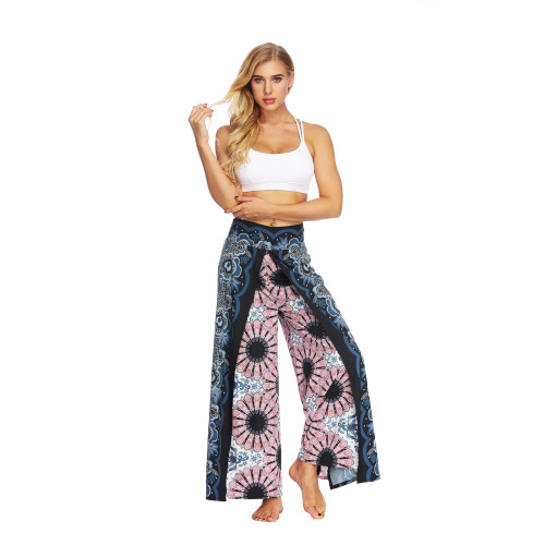 European and American casual pants, Thai Indonesian style printed wide leg pants for women, Bohemian fitness yoga pants, sportswear for women