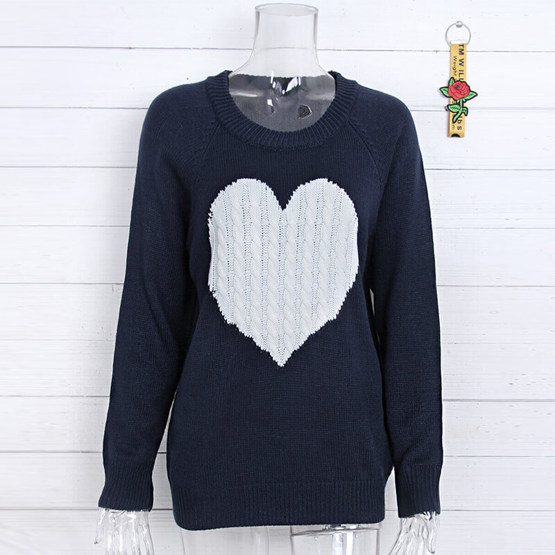 441g Weight Long Sleeve Sleeve Length Pullovers Placket Type Regular Sleeve Sleeve Type Polyacrylonitrile Fiber, knit Fabric Type Regular Top Length Sweater Tops Type Daily, Street Occasion Round Neck Neckline Slim Fit Type Heart Shape Pattern Spring, Autumn Season Women's Gender Elegant Style Wholesale Women's Elegant Heart Shape Long Sleeve Sweaters & Cardigans 33