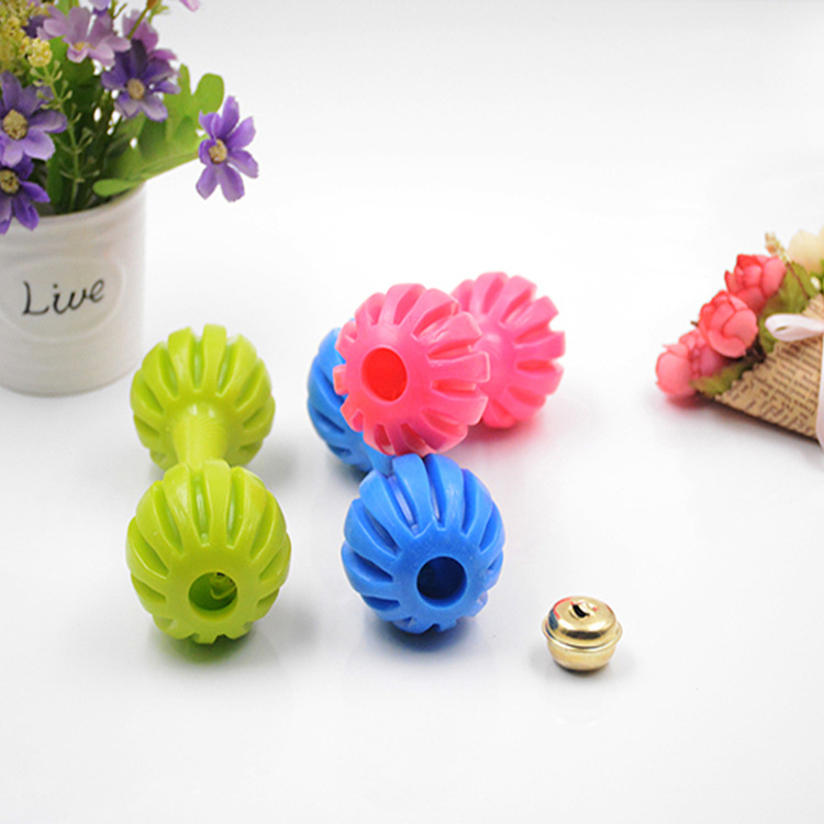 Mascota de juguete Barbell TPR perro suave mordedor de goma palo perro entrenamiento perro mordedura-resistente fábrica de juguetes de fortalecimiento de dientes en stock al por mayor