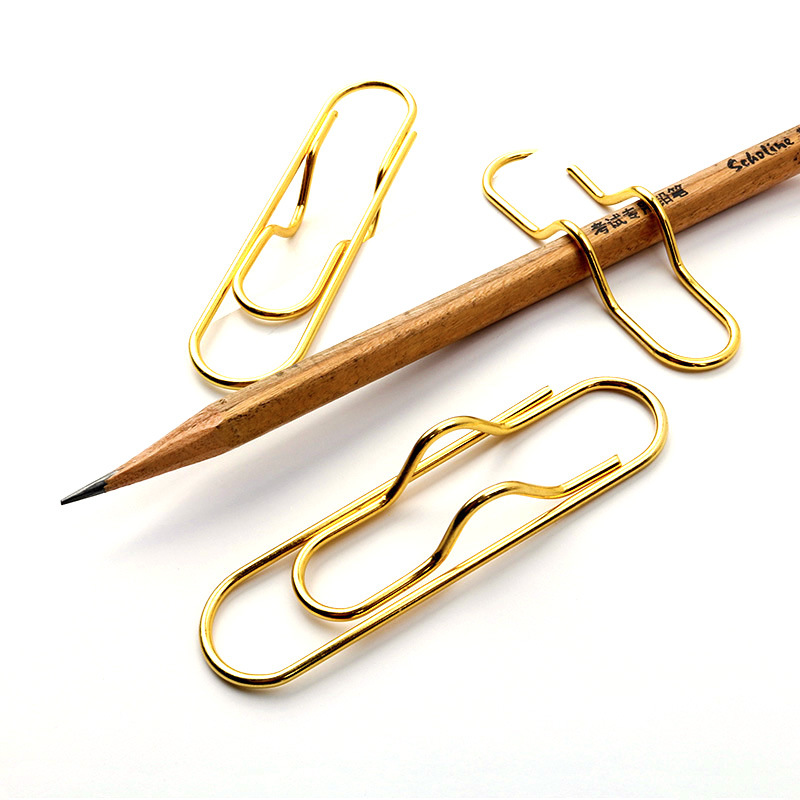 亚马逊新款卡笔器书签回形针 创意金色笔夹回形针现货供应