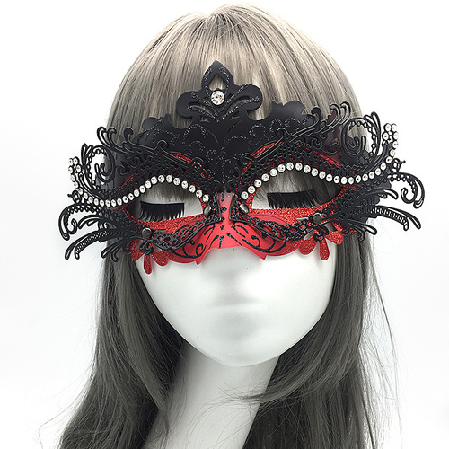 Gold powder metal diamond-encrusted iron art dance mask half-face adult female princess Halloween props stage performance supplies
