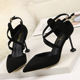 A857-5 Summer Europe and America 2019 New Cross-strap Women's High-heeled Sandals Cat-heeled Sexy Single Shoes Wholesale