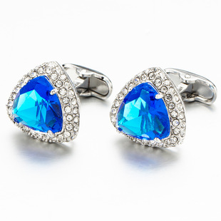 High quality blue crystal cufflinks for foreign clothing cufflinks French cufflinks 502