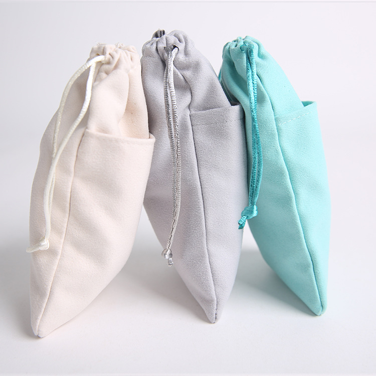 Factory Direct Supply Ultra-Fine Fiber Double-Sided Flocked Fabric East Pocket Colorful Mobile Power Bank Lipstick Earphone Packaging Bag