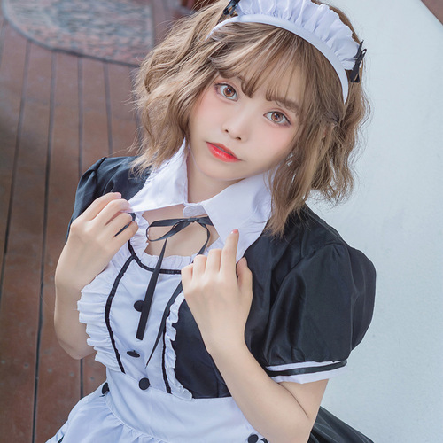 Plus-size black and white short-sleeved maid outfit maid cosplay adult clothing dress of princess dress
