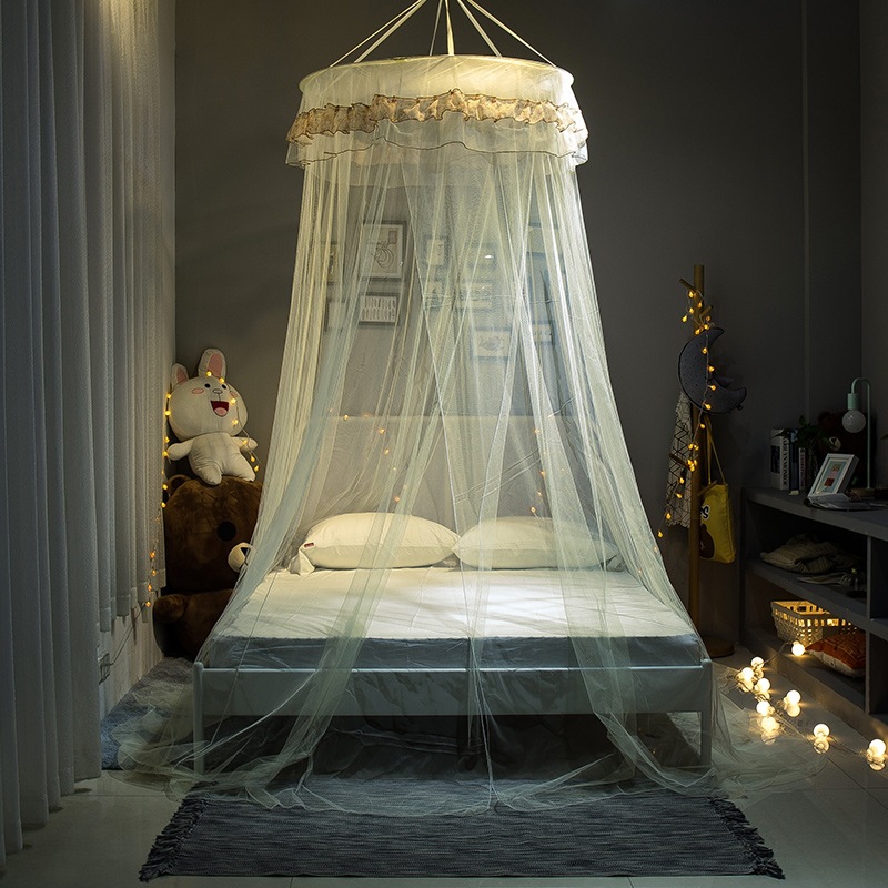 厂家直销公主风吊顶蚊帐免安装圆顶落地蚊帐1.2m1.5m1.8m米床通用|ru