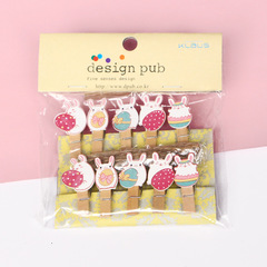 Photo clip, picture holder, cute cartoon wooden craft, small wooden clip, Easter rabbit decorative hanging ornament