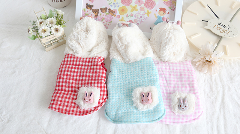 小兔口袋格子马甲