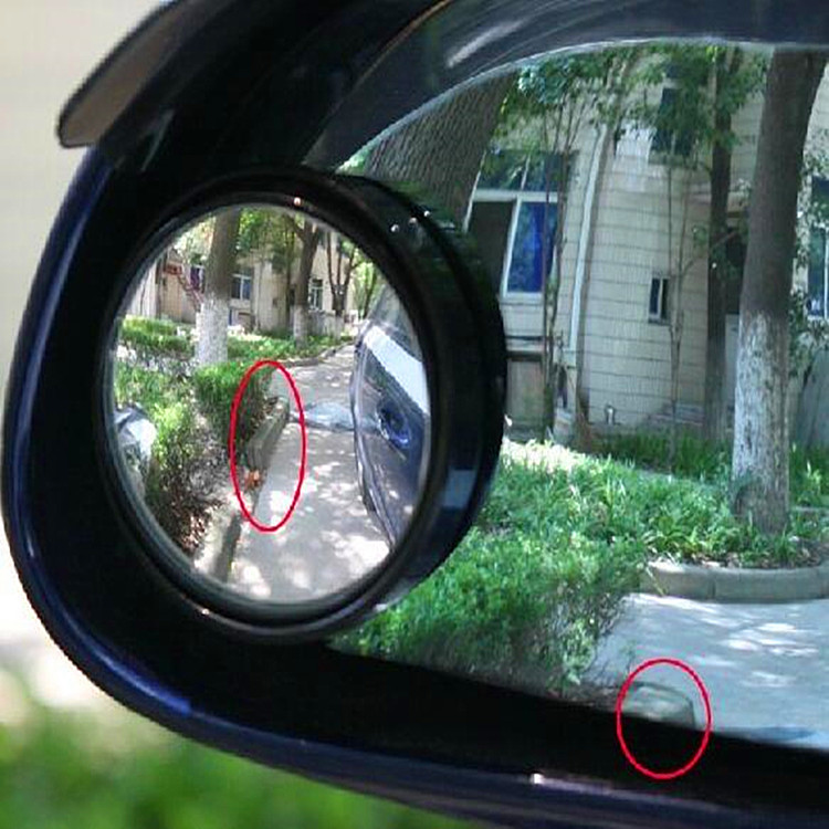 汽车后视小圆镜大号360度旋转盲点镜可调节玻璃镜片 单只插卡装|ru