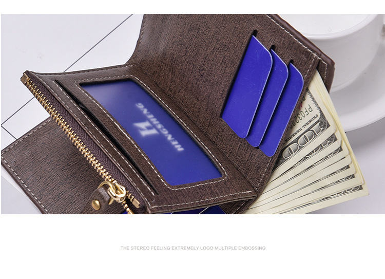 Men's Wallet Multiple Card Slots Wallet Short Business Plaid Horizontal Coin Purse Zipper Wallet Wallet Men's Card Holder display picture 13