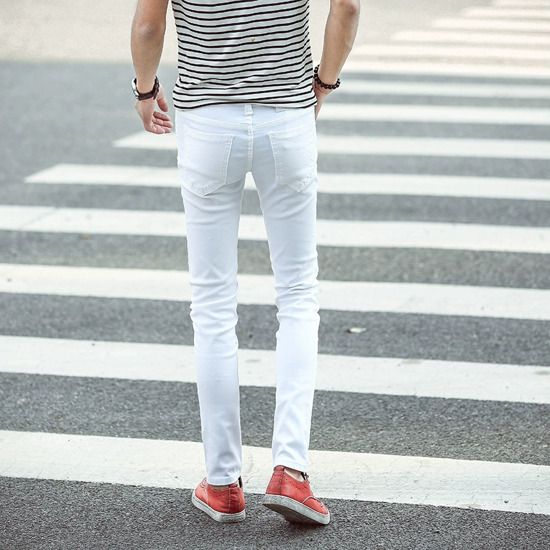 Elastic white jeans, trend summer trousers