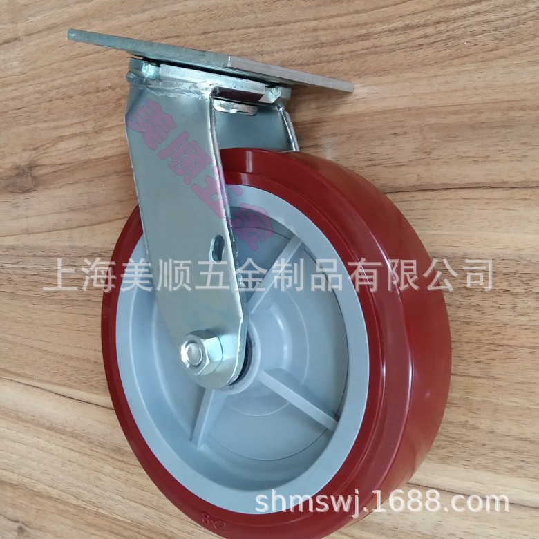 美顺新品4系列8寸重型聚氨脂物流仓储机械商业设备推车PU万向脚轮