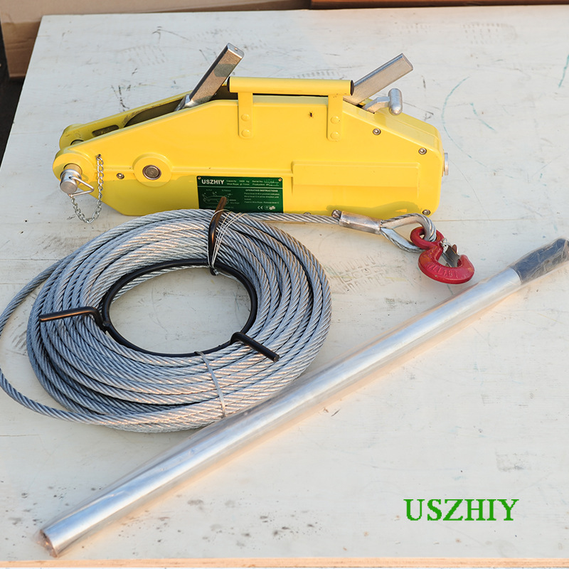 uszhiy美国智友牵引机WRP16-20 绳式手扳葫芦1.6吨钢丝绳手摇葫芦