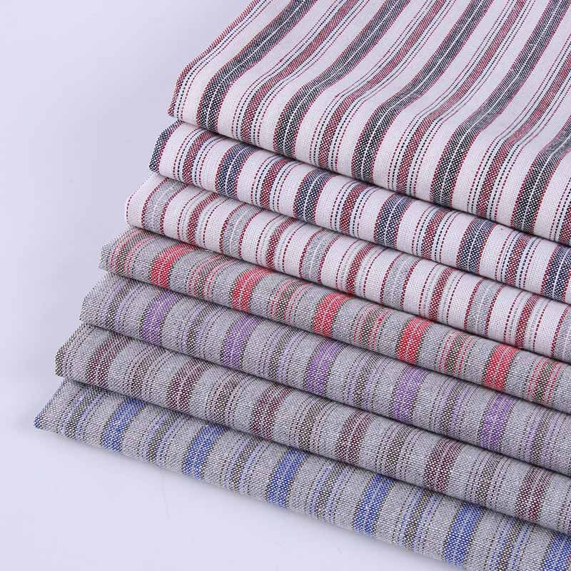 现货供应 麻棉色织面料 麻棉彩条布 民族风裙装上衣面料