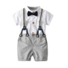 Bodysuit, set, white overall for boys, bow tie, European style, 3 piece set