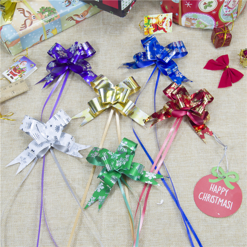 Creativo nuevo colorido navidad año nuevo copo de nieve regalo caja de regalo guirnalda arco cinta flor decorativa